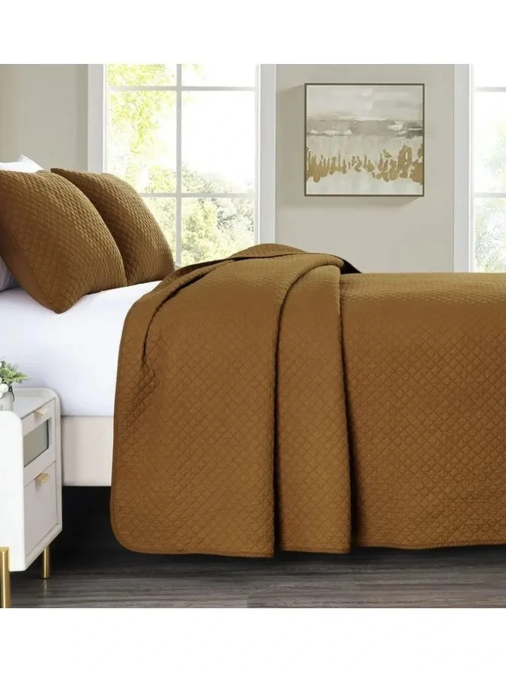 Quilted Bedspread Set king 3 piece 100% cotton